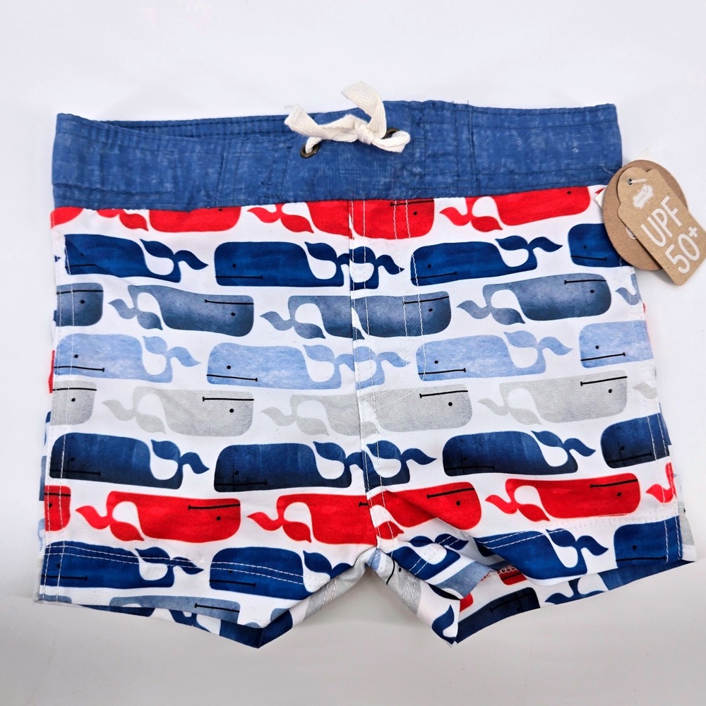 Mud Pie‎ Baby Boys Whale Print Swim Trunks Size 6-9 Months New With NWT Tags